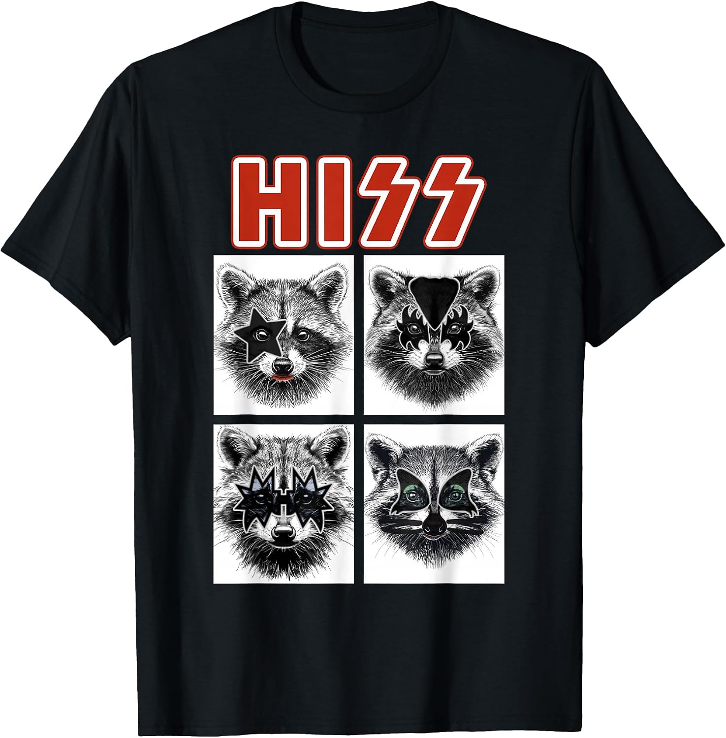 Raccoon Rock Music Band Concert Men Women Kids Funny Raccoon T-Shirt