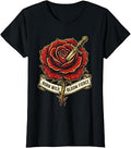 Born Wild Bloom Fierce Tattoo Rose Design T-Shirt