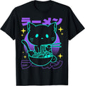 Anime Ramen Cat Japanese Retro Noodles Aesthetic Kawaii Cat T-Shirt