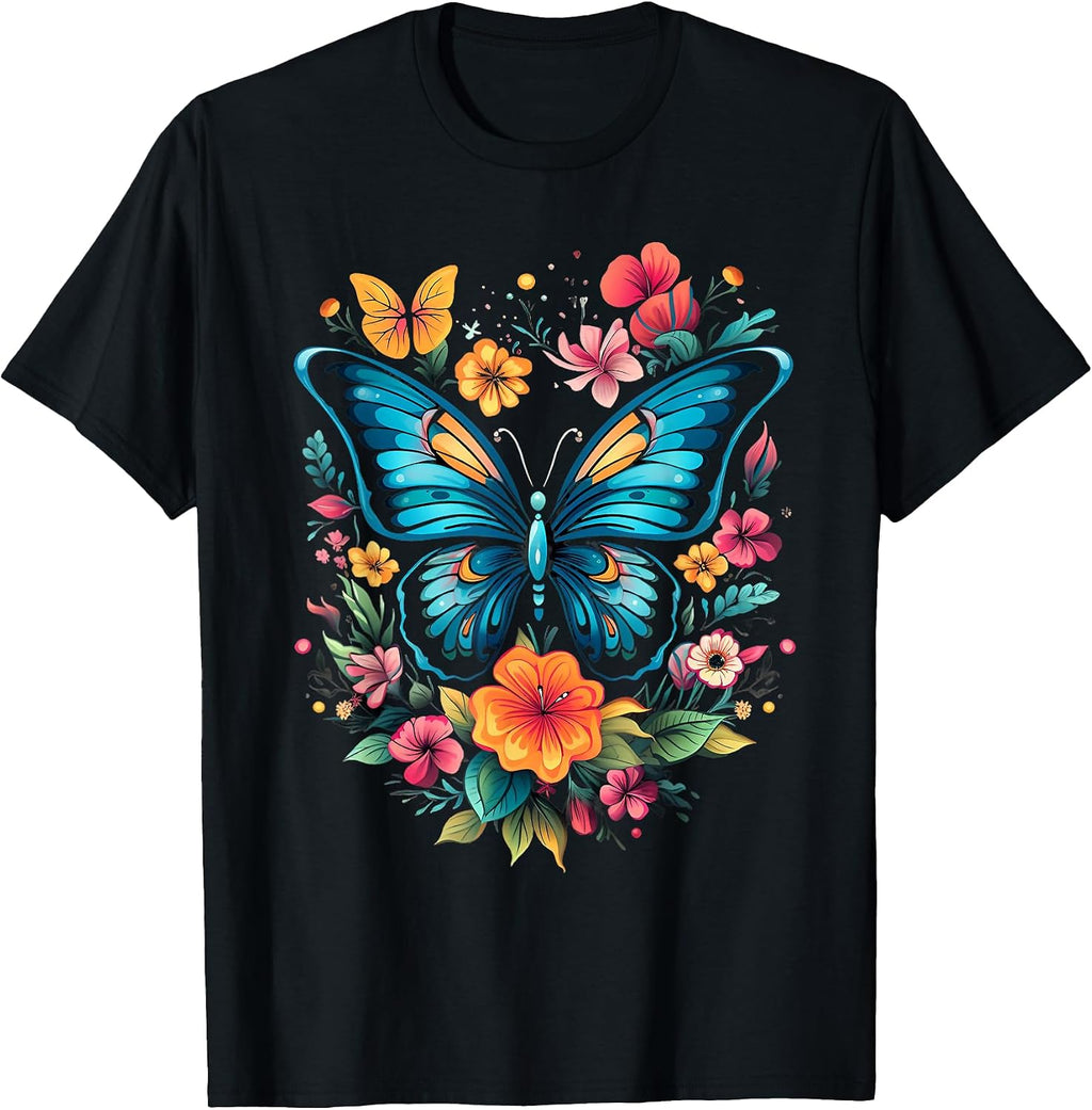 Butterfly with Flowers I Aesthetic Butterfly T-Shirt
