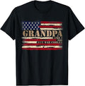 Grandpa Like Dad But Way Cooler Fathers Day Retro USA Flag T-Shirt
