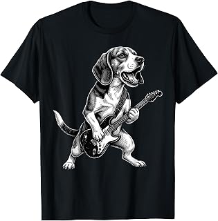 Funny Beagle Dog Playing Guitar T-Shirt