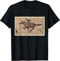 Retro Pony Express Stamp Art, Vintage Horse Stamp in Brown T-Shirt