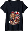Women's England Soccer Fan Football English Match Day Pride V-Neck T-Shirt