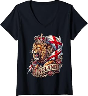 Women's England Soccer Fan Football English Match Day Pride V-Neck T-Shirt