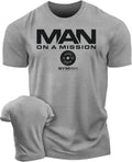 Man on Mission Workout Shirts for Men, Motivational Gym Funny Lifting T-Shirts