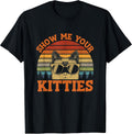 Show Me Your Kitties Funny Cat Lover Vintage Retro Sunset T-Shirt