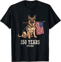 German Shepherd American Flag 250 Years Patriotic Dog Lovers T-Shirt