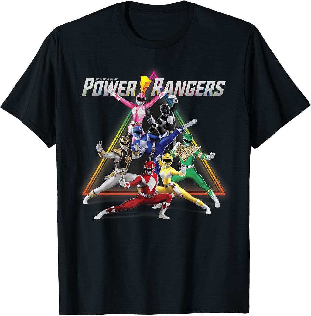 Rainbow Pyramid Retro Action Portrait T-Shirt Small