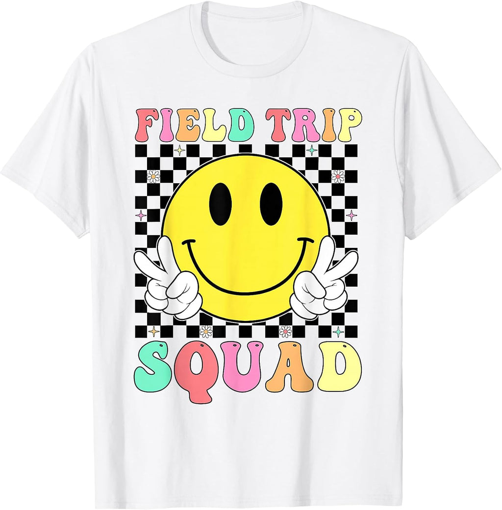 Field Trip Squad Retro Smile Teacher Kids Field Day 2026 T-Shirt