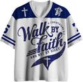 Christian Graphic Tees Oversized T-Shirt Novelty Women Men All-Over Print Mesh Jersey Walk by Faith