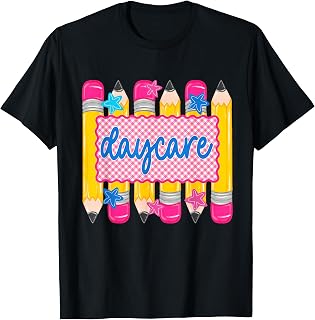 Daycare Pencil Pink Plaid First Day of School T-Shirt