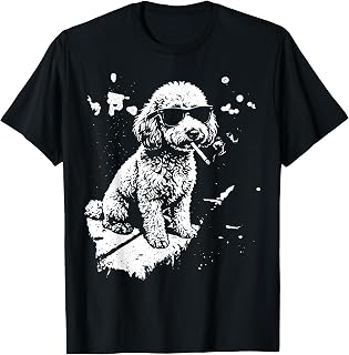 Cool Dog Sunglasses Smoking Cigarette Poodles Meme T-Shirt