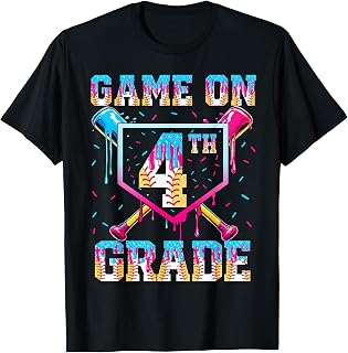 Game On 4th Grade Fourth Drip Baseball First Day 1st Day Boy T-Shirt