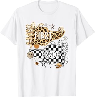 Checkered Pennant First Day of 1st Grade Teacher Student T-Shirt