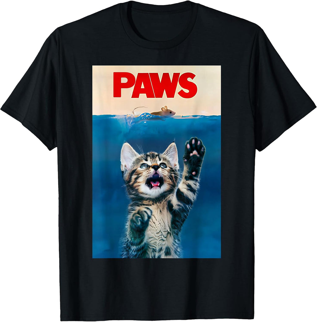 Paws Funny Cat Parody cat Lover Gift Kitten Shark Mouse Meow T-Shirt