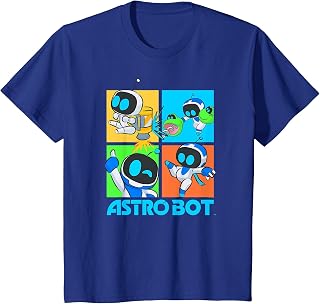 Kids Astro Bot Rescue Mission Fighting Pose Grid Video Game T-Shirt