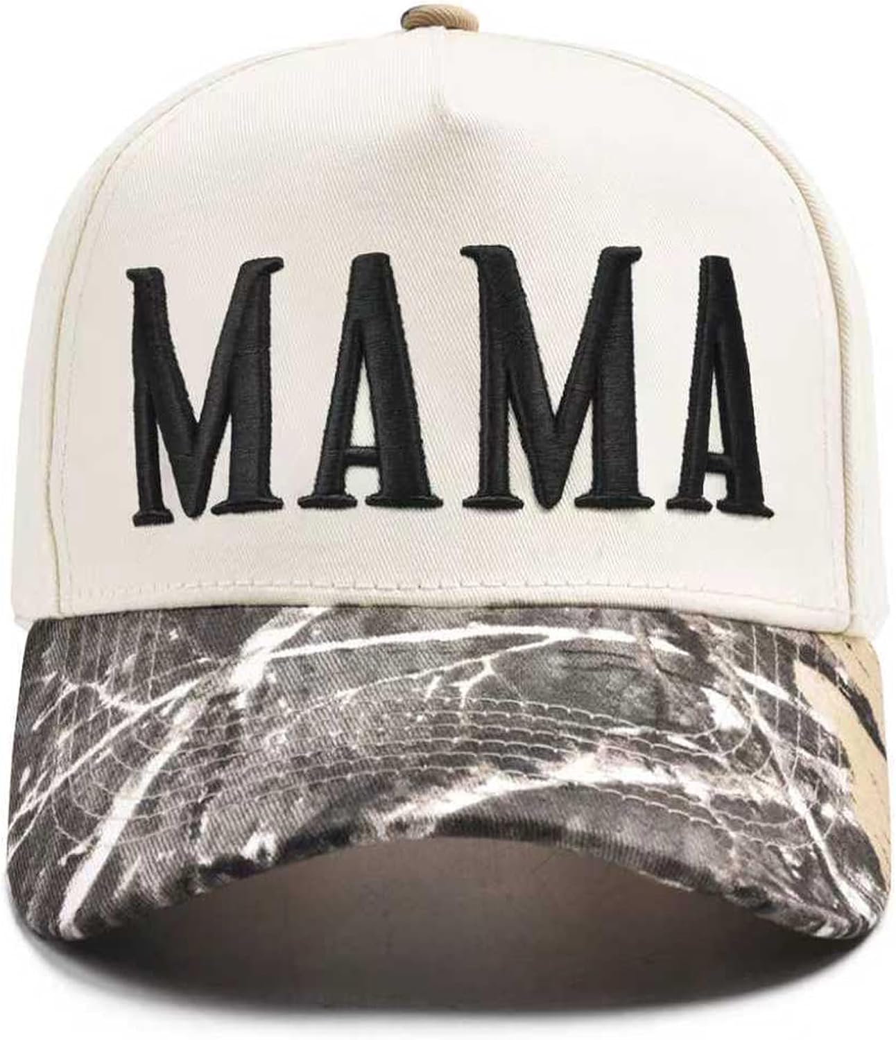 Women’s Mama Trucker Hat Trendy, Embroidered Adjustable Mom Baseball Cap, Two-Tone Ponytail Hat for Outfits