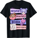 Anime Girl Ramen Boba Tea Bubble Tea Sketching T-Shirt