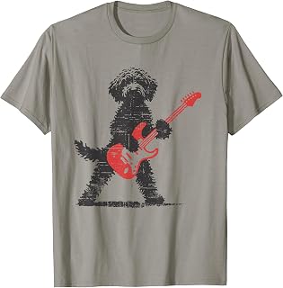 Funny Rock Goldendoodle Dog Playing Guitar Music Lover Dog T-Shirt