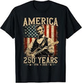 Abraham Lincoln Playing Guitar Rock and Roll American Flag T-Shirt