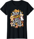 Just A Girl Who Loves Dogs Shirt Women Kids Dog Lover T-Shirt