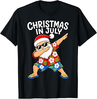 Christmas in July Funny Dabbing Santa Beach Summer Boys Men T-Shirt