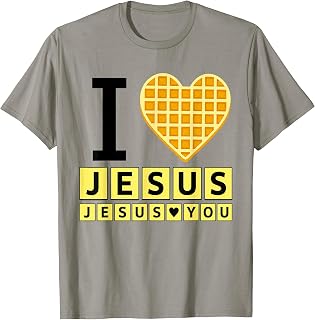 Jesus Loves You Waffle Heart Christian Faith T-Shirt