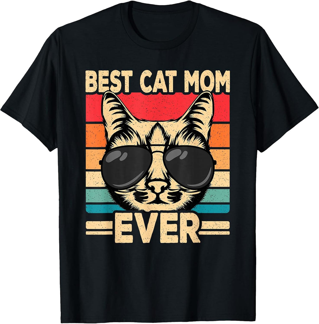 Best Cat Mom Ever Funny Cat Lover Retro Cat Women T-Shirt