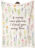 Afterprints Gifts for Mom Blanket, Mothers Day, Birthday Gift for Mom, Mother Gifts from Daughter Son, Best Mommy Presents, Soft Throw Blankets with Floral Printed 50'' x 60''