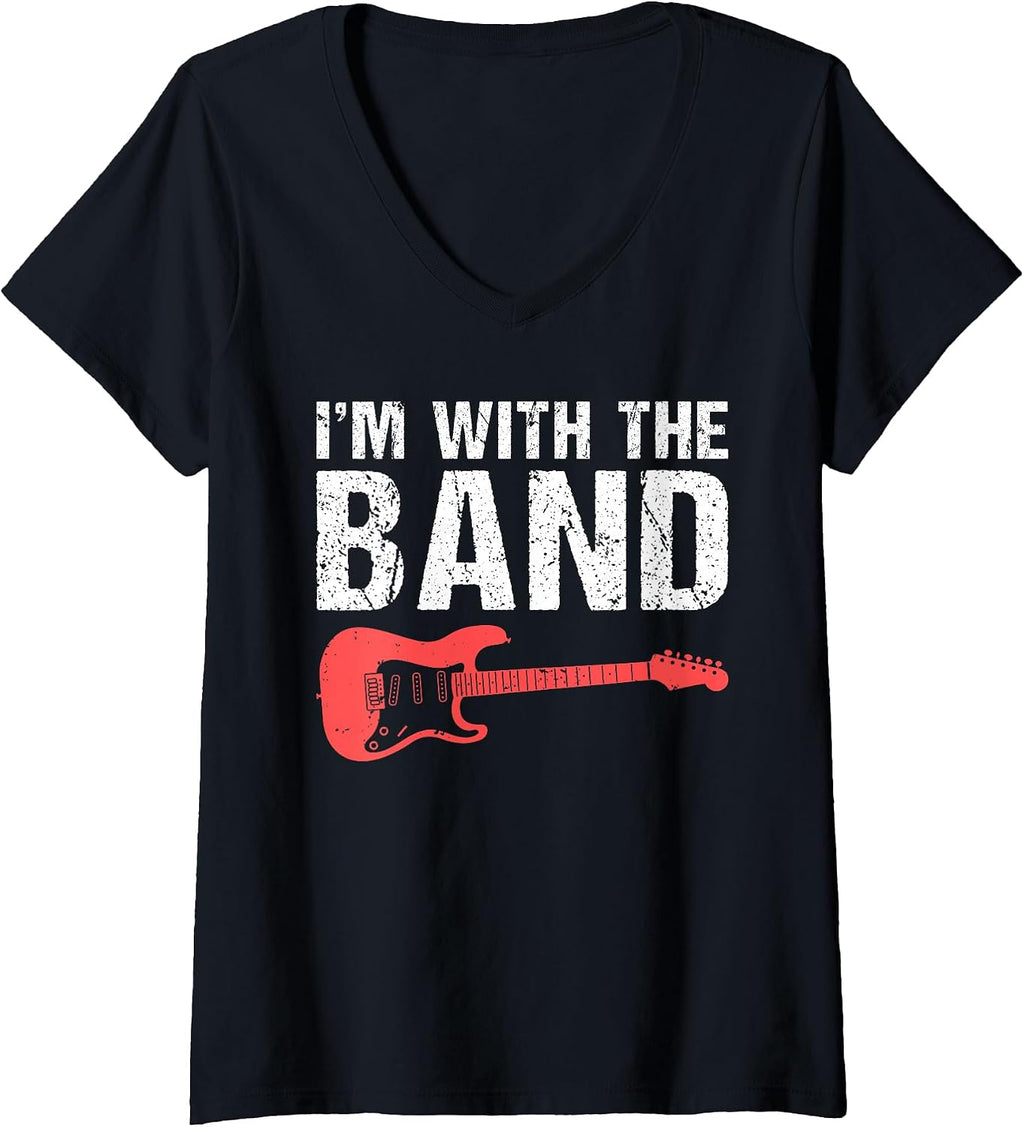 Womens Im with The Band Rock and Roll Rocker V-Neck T-Shirt