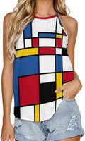 Women's All-Over Print Tank Top Round Neck Sleeveless with A Cutout Design Perfect for Summer