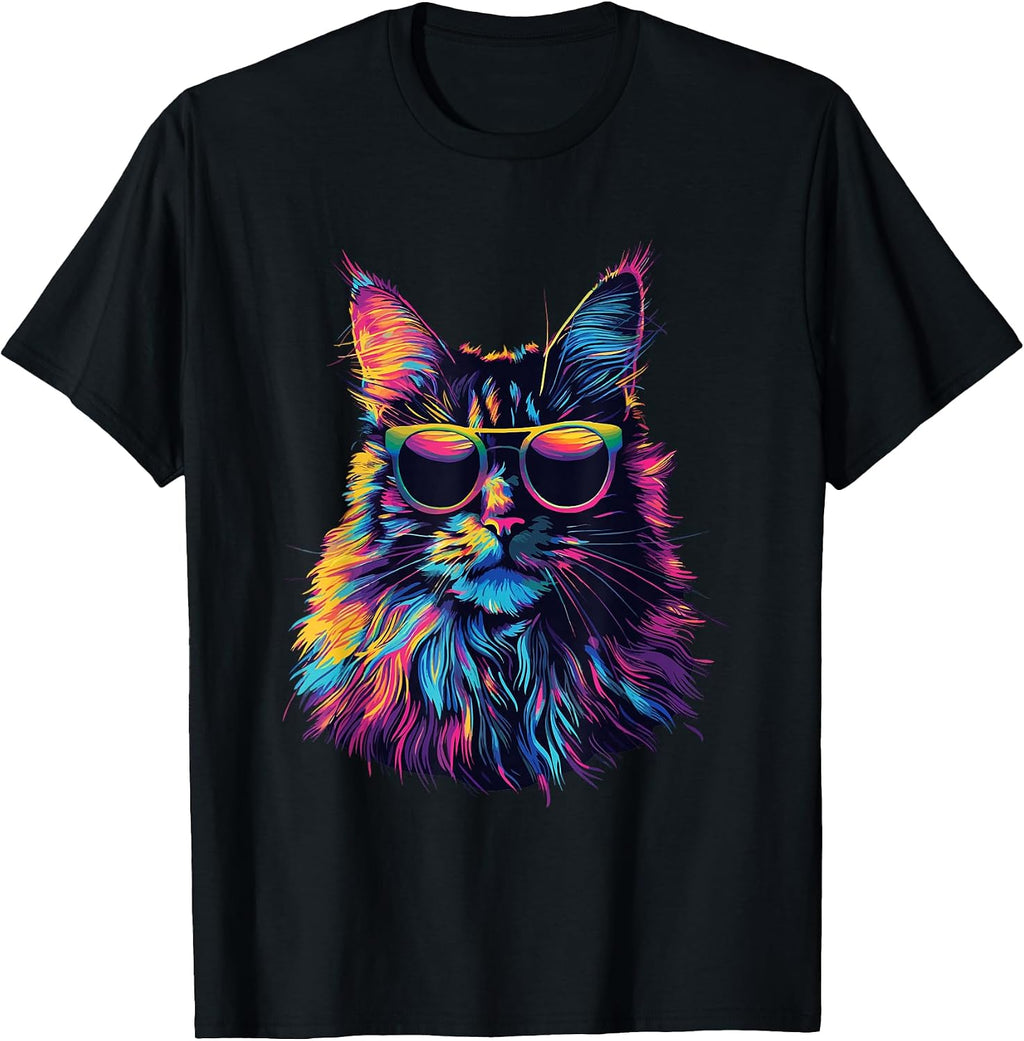 Maine Coon Cat Lovers Design Pop Art Funny Maine Coon Cat T-Shirt