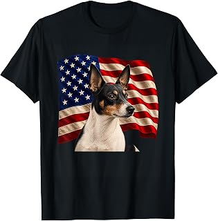 Rat Terrier Dog Patriotic 4th July USA Flag Rat Terrier T-Shirt