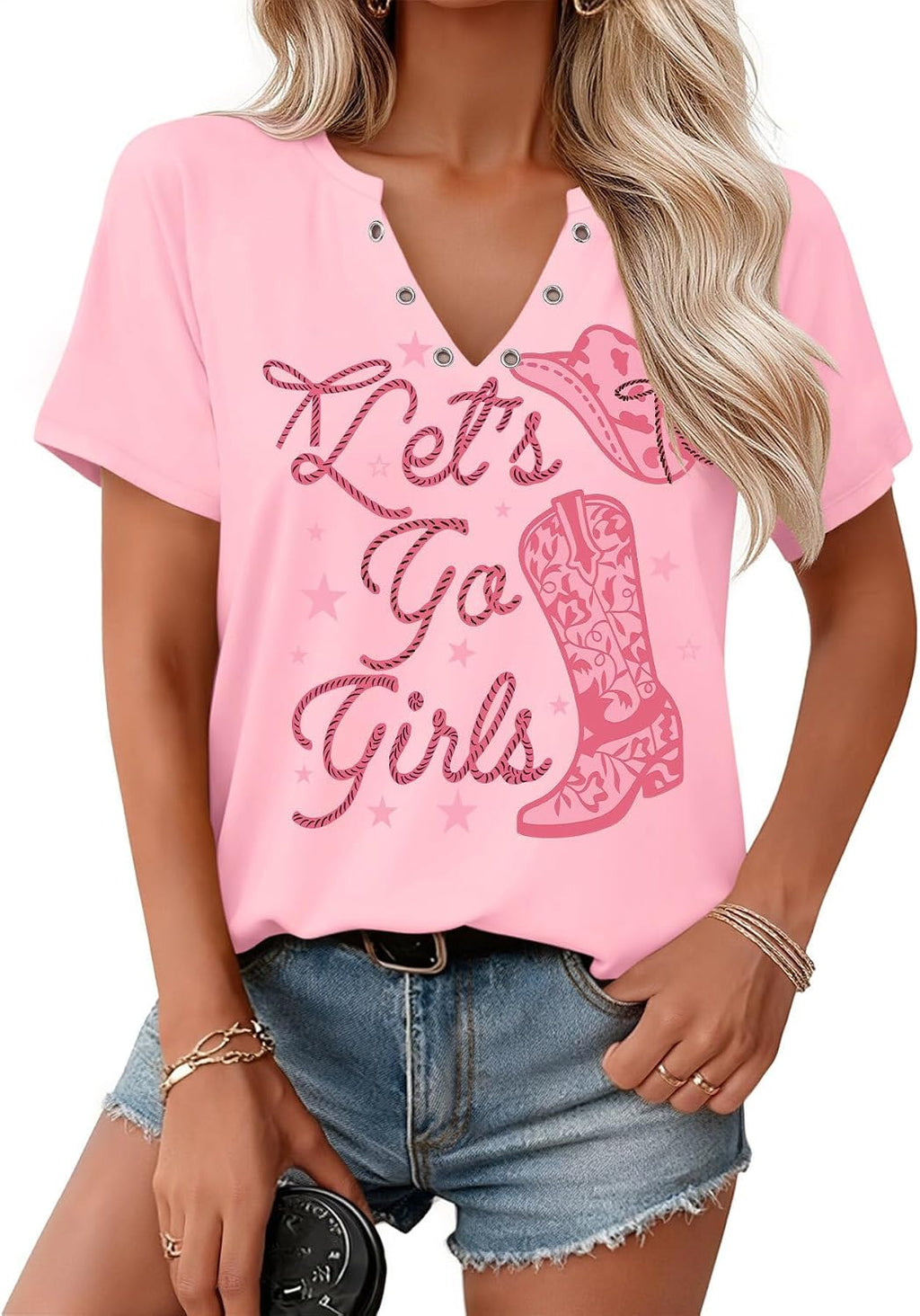 Country Music Shirts for Women V Neck Rock Band Tshirt Vintage Graphic Concert Graphic Short Sleeve Top