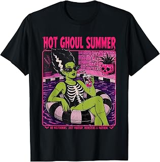 Vintage Hot Ghoul Summer Halloween Beach Summerween Cocktail T-Shirt
