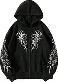 Men's Zip Up Graphic Hoodie Long Sleeve Drawstring Thermal Jacket Sweatshirt