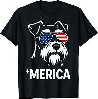 Patriotic Miniature Schnauzer Dog 'Merica 4th of July Funny T-Shirt