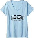 Women's Lake George New York Vintage V-Neck T-Shirt