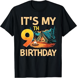 9 Year Old Boy Girl It's My 9th Birthday Camping Party T-Shirt