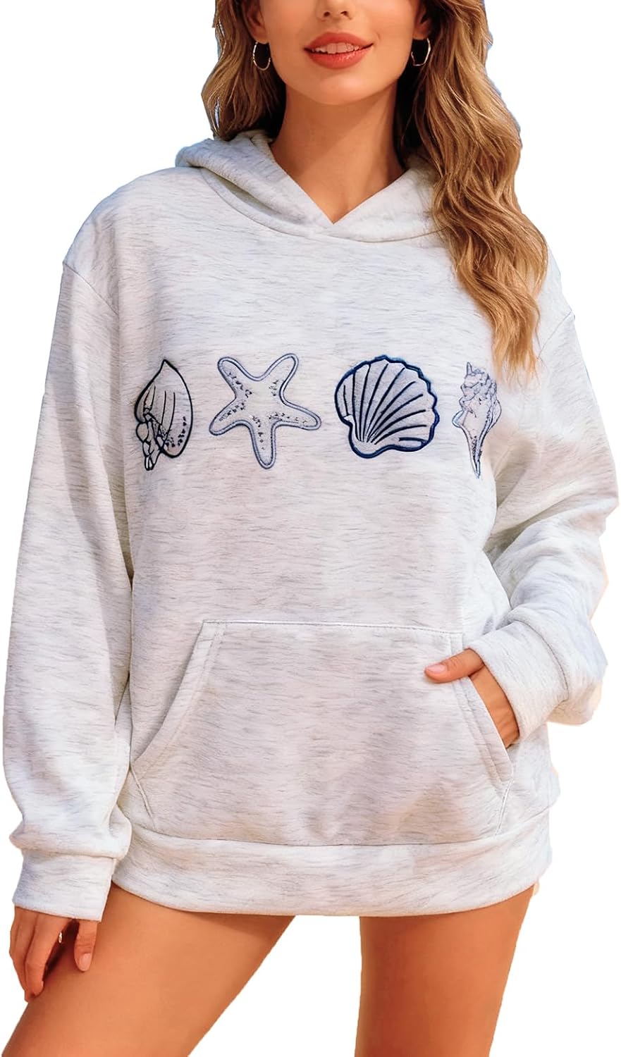 Y2K Hoodies for Women Teen Girls Ocean Seashell Marine Graphic Cute Sweatshirts