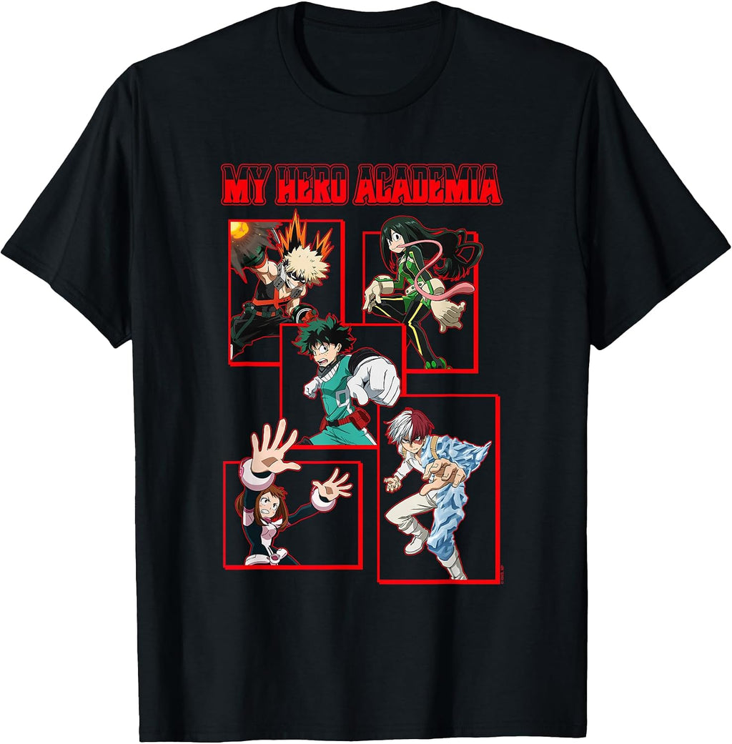 Red Block Character Collage Anime T-Shirt