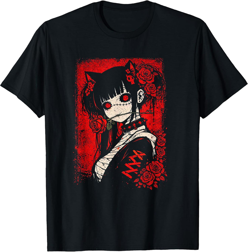 Japanese Horror Anime Girl Creepy Manga Gothic Kawaii Otaku T-Shirt