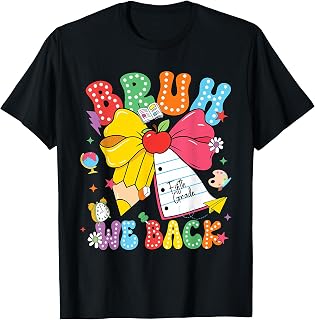 Back to School Bruh We Back 5th Grade Pencil Bow Women Girl T-Shirt
