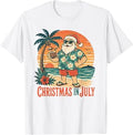 Christmas in July Retro Coconut Santa Hawaiian Sunset Beach T-Shirt