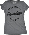 Womens Funny T Shirts Promoted to Grandma 2026 and 2025 Cute Family Tee for Ladies