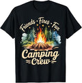 Friends Fires Fun Camping Crew Campfire Outdoor Adventure T-Shirt