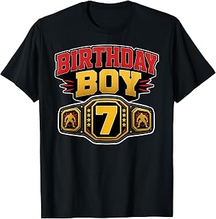 Kids 7th Birthday Boy Wrestling Belt Wrestle 7 Year Old Boys T-Shirt