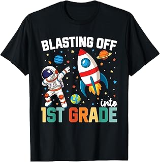 Blasting Off Into 1st Grade Boys First Day First Grade Kids T-Shirt