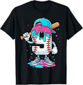 Baseball 9th Birthday Boy 9 Year Old Ice Cream Drip T-Shirt
